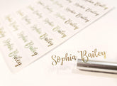 48 Long GOLD INK on Clear Transparent Waterproof Name Stickers- custom labels Daycare Labels- School Labels- Long Rectangle Labels Hanprinting